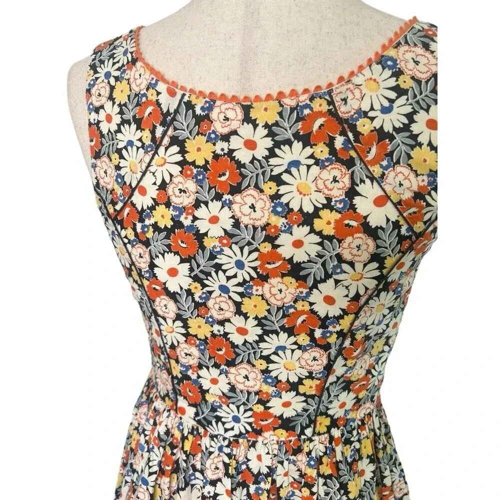 Vtg Retro Gogo Dress Floral 60s 70s Cottagecore Milkmaid Mini Small Handmade - Picture 9 of 16
